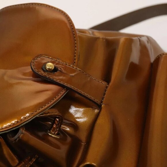 GUCCI Bamboo Backpack Enamel Outlet Brown Gold 003 8030 Auth bs28446 - Picture 12 of 16